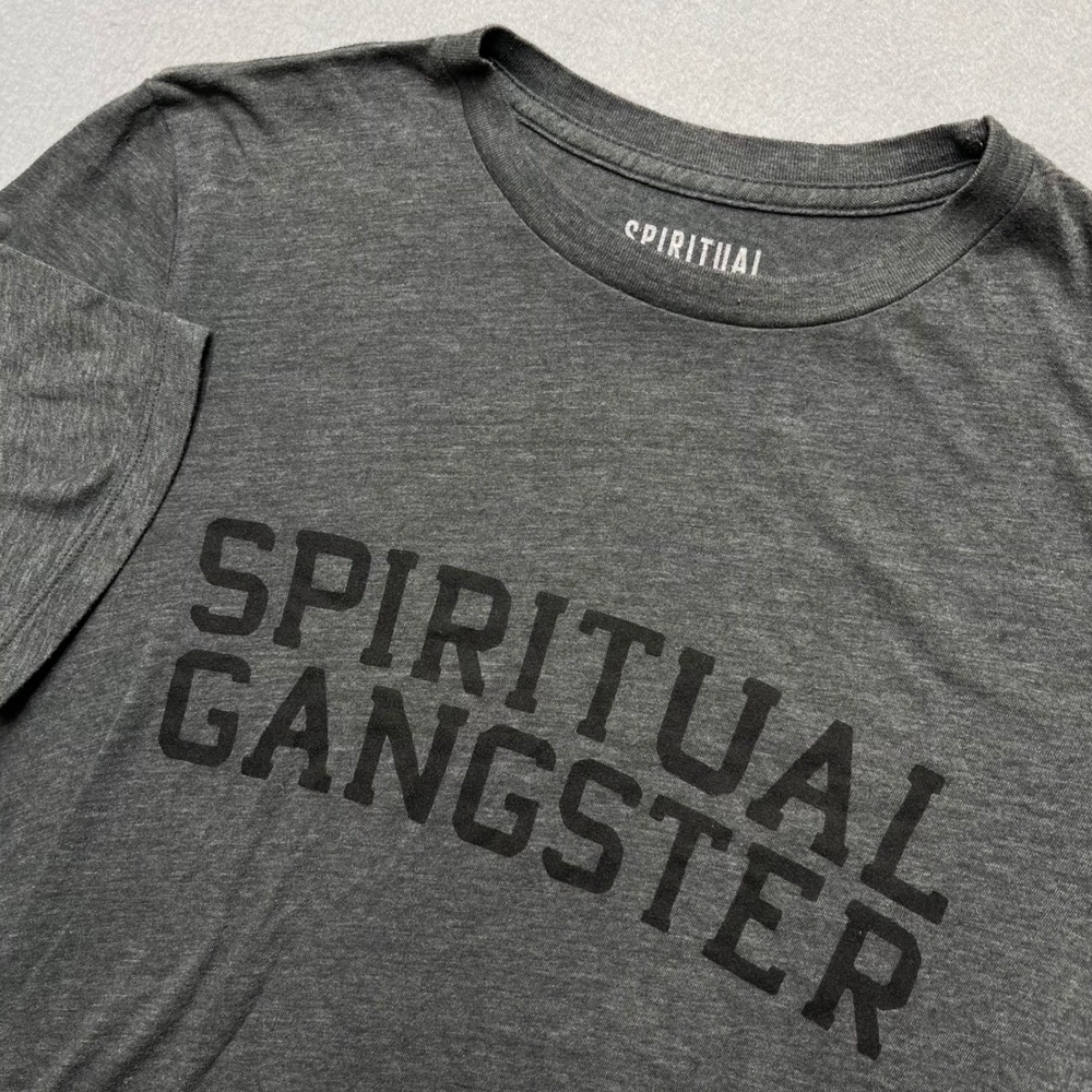 Spiritual Gangster T Shirt Mens M Gray Logo Graphic Made USA Triblend Rayon